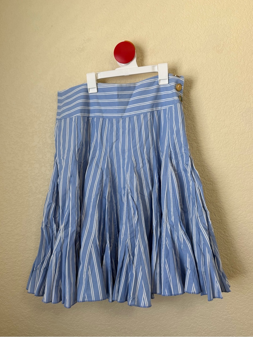 Joules Blue White Striped Cotton Full Flare Skirt UK 12 US 8